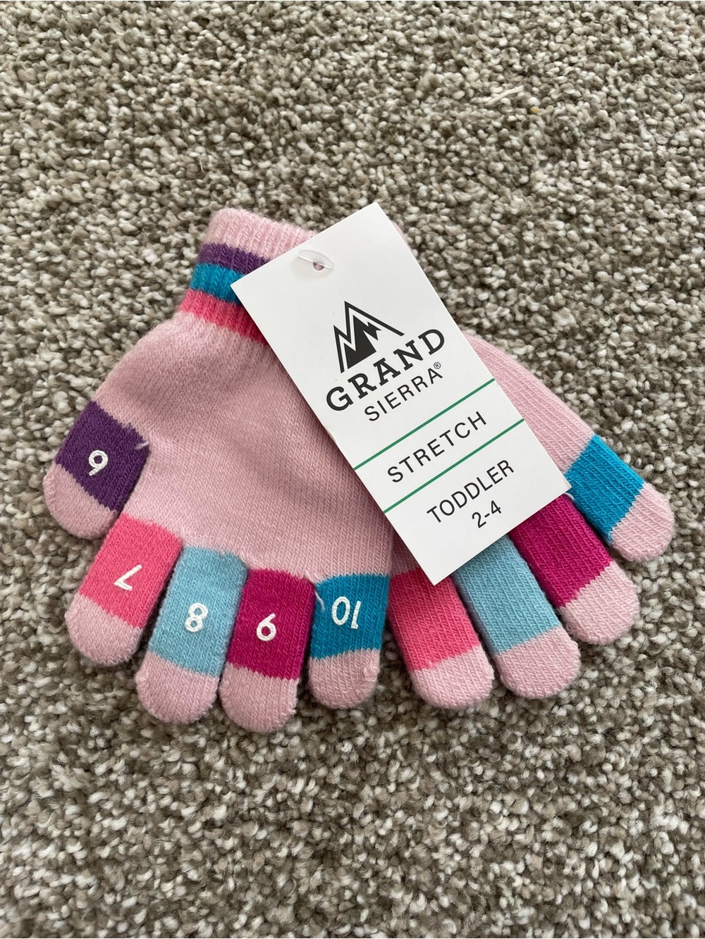 Grand Sierra Toddler Stretch Numbered Pink & Multicolor Gloves